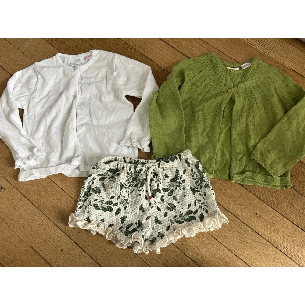 Lot Of Zara Baby Girl Bundle 3 pieces - 2 Cardigans/1 Short Size 18-24 & 2-3